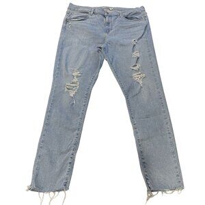 Levis 720 Super Skinny Jeans Women 33x28 High Rise Light Wash Distressed Ripped